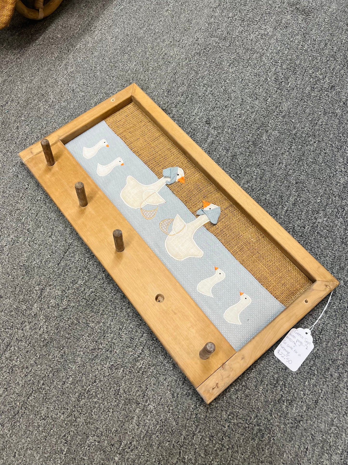 Geese Sign with Pegs - 1 Missing