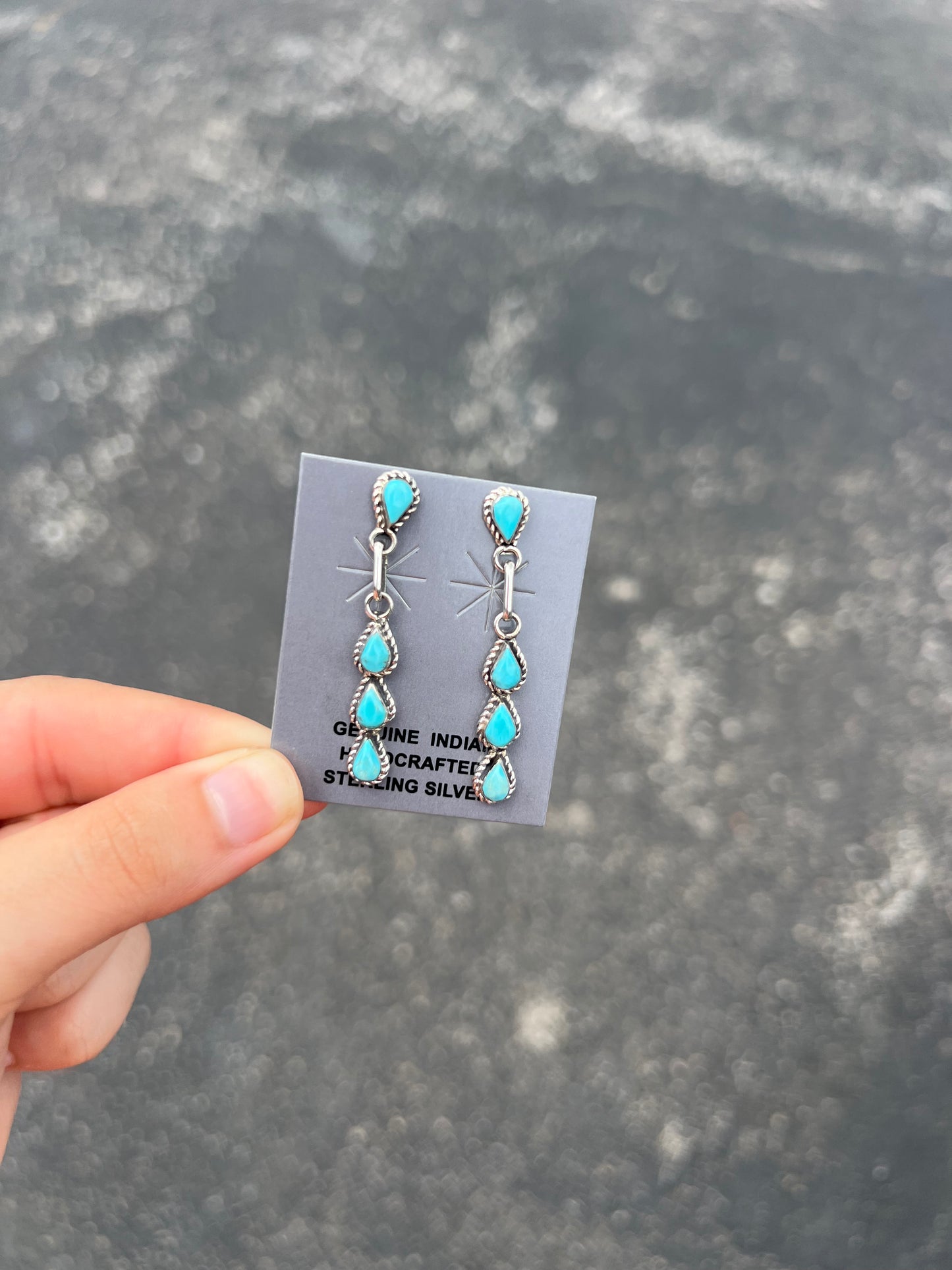 Zuni Teardrop Turquoise Dangle Earrings