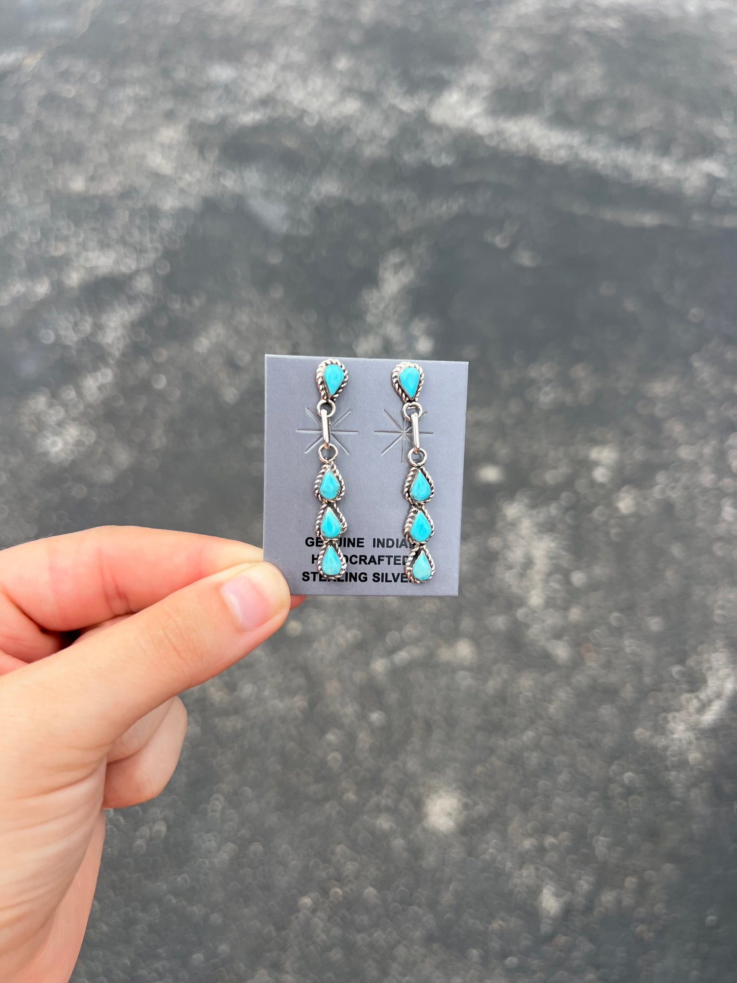 Zuni Teardrop Turquoise Dangle Earrings