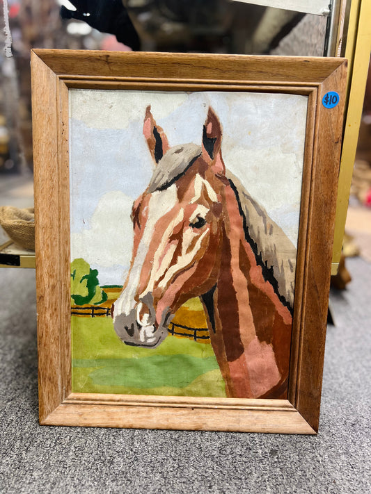 Horse Painting in Wood Frame