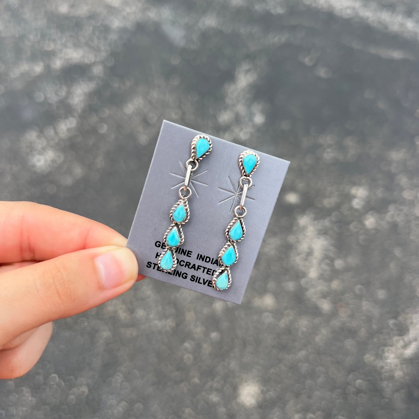 Zuni Teardrop Turquoise Dangle Earrings
