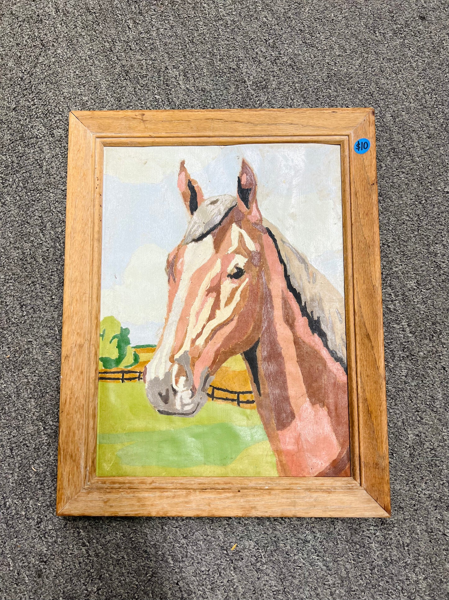 Horse Painting in Wood Frame