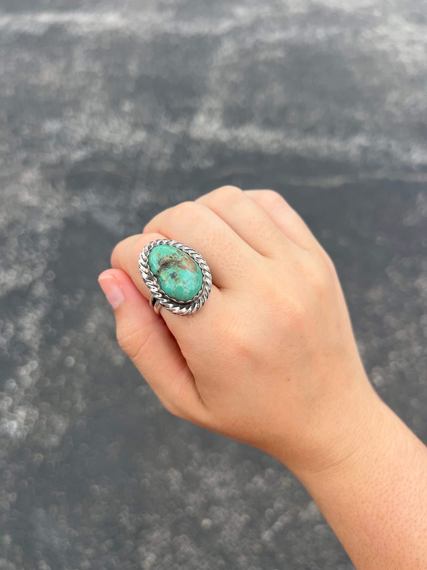 Genuine Redskin Turquoise Sterling Silver Adjustable Ring