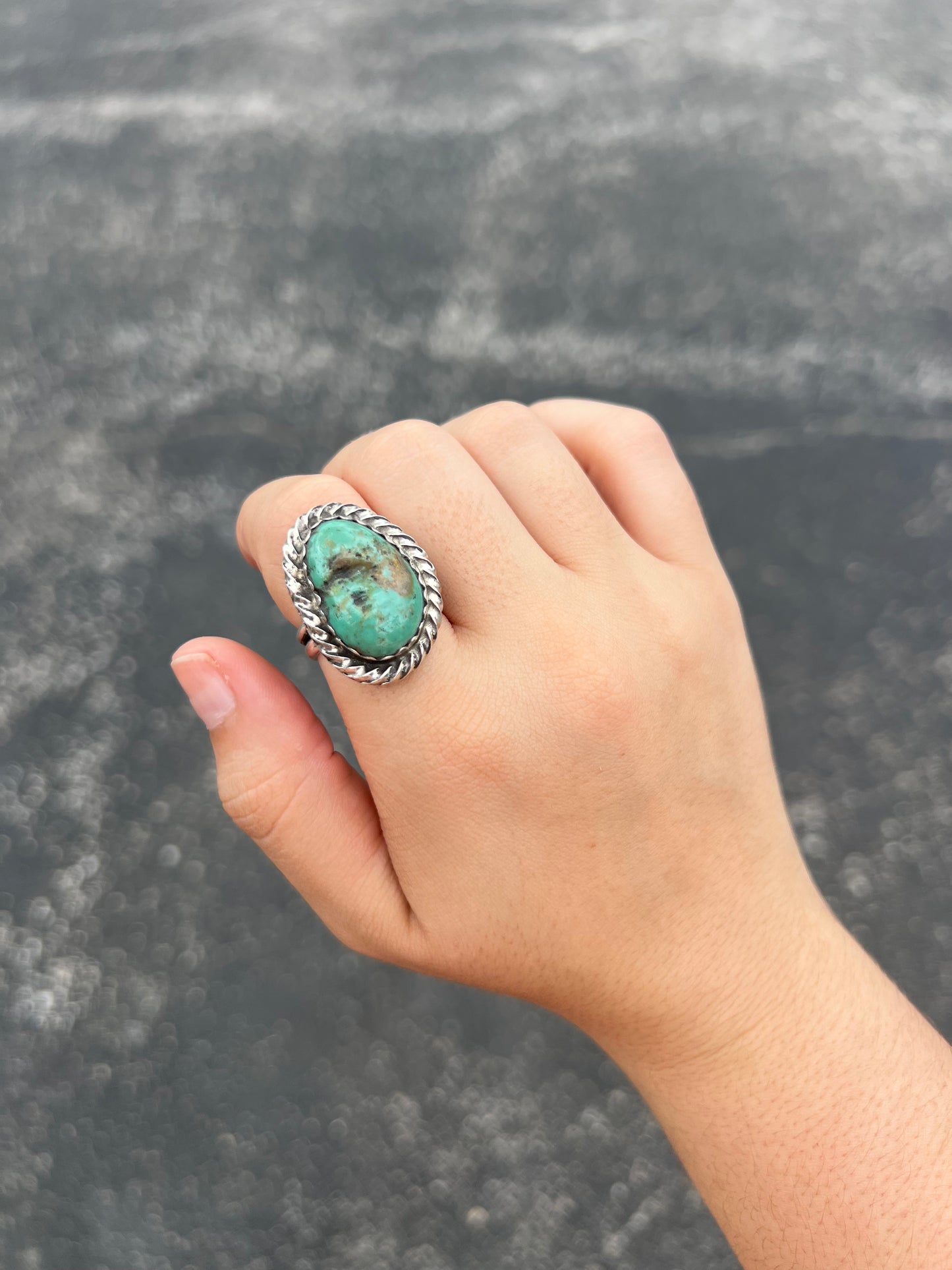 Genuine Redskin Turquoise Sterling Silver Adjustable Ring