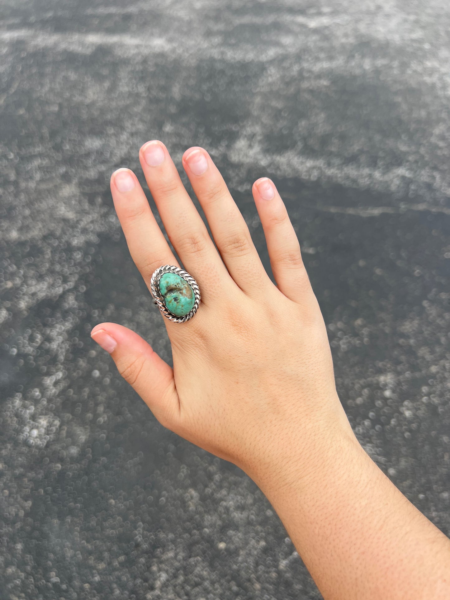 Genuine Redskin Turquoise Sterling Silver Adjustable Ring