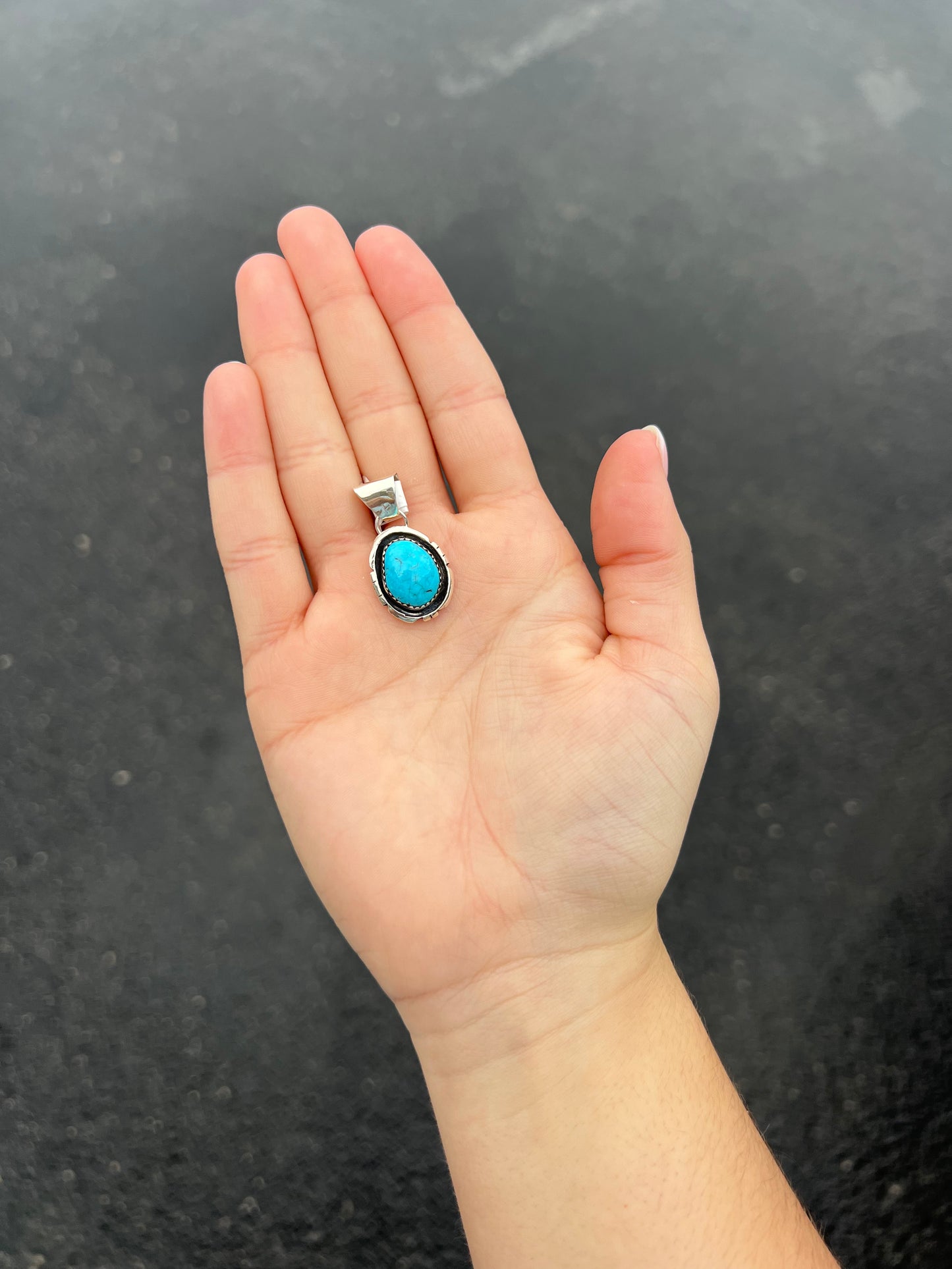 Genuine Turquoise Oval Pendant