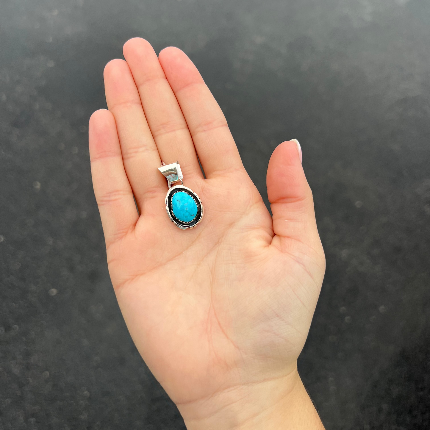 Genuine Turquoise Oval Pendant