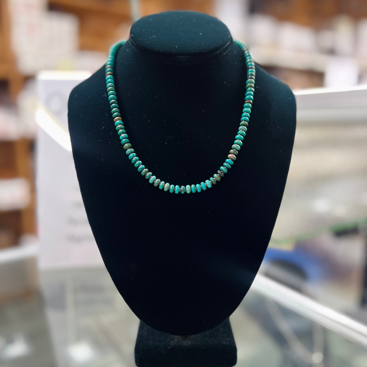 Genuine Turquoise 6.5mm Rondelle Heishi Necklace
