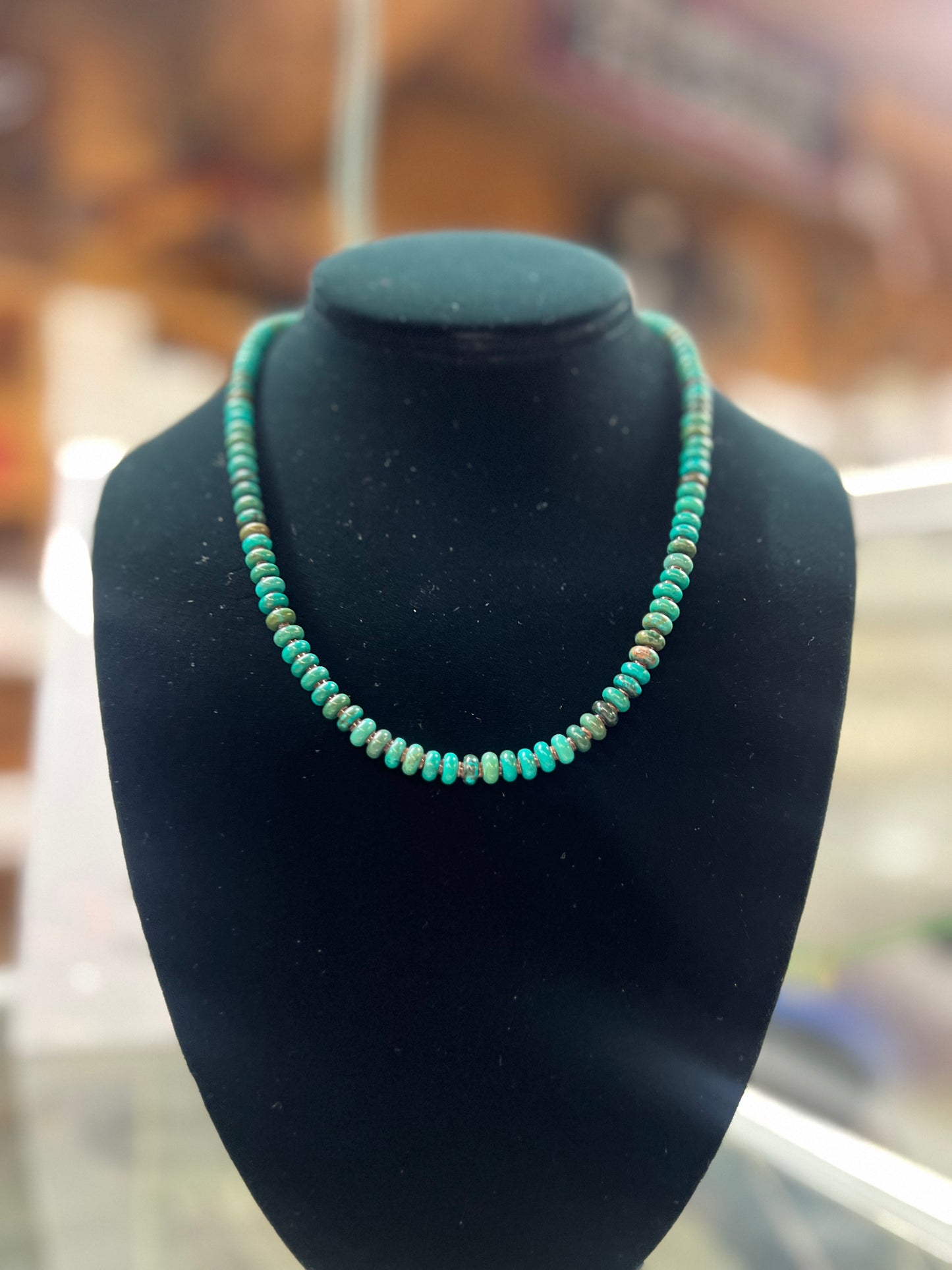 Genuine Turquoise 6.5mm Rondelle Heishi Necklace