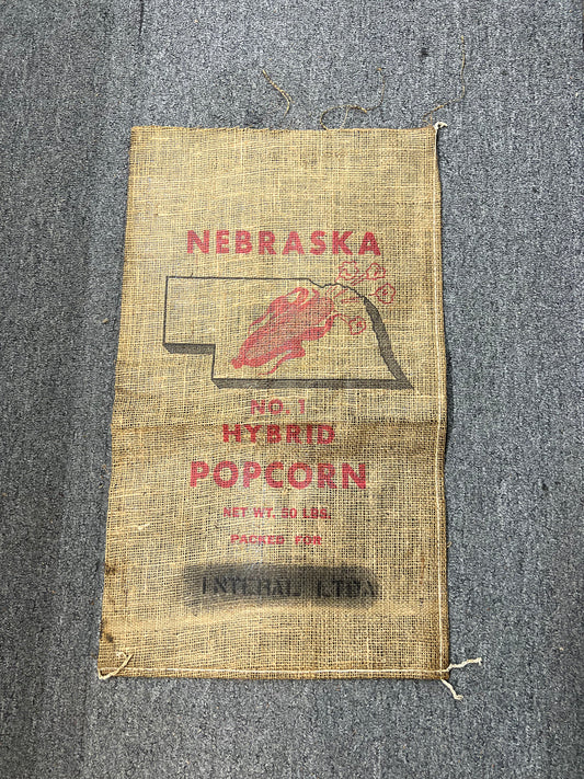 Nebraska No. 1 Hybrid Popcorn Burlap Sack