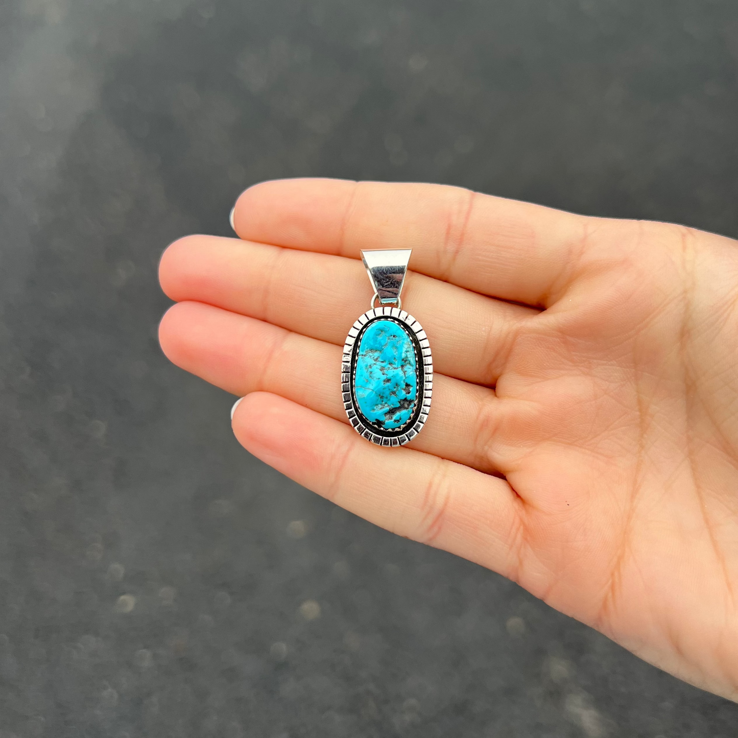 The Luna Genuine Turquoise Blue Sterling Silver Pendant