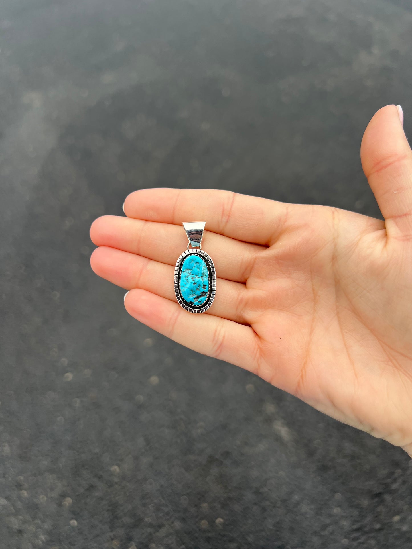 The Luna Genuine Turquoise Blue Sterling Silver Pendant