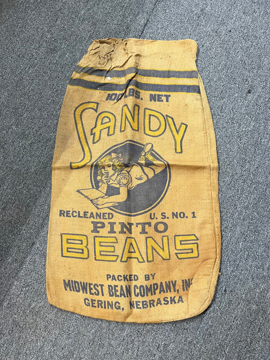 Sandy Pinto Beans Burlap Sack