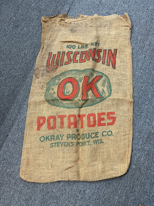 Wisconsin OK Potatoes Burlap Sack