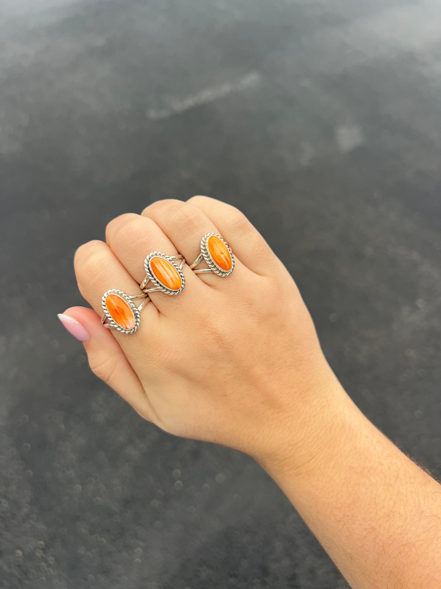 The Oneida Orange Spiny Oyster Sterling Silver Ring