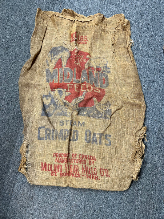 Midland Feeds Steam Crimped Oats Burlap Bag