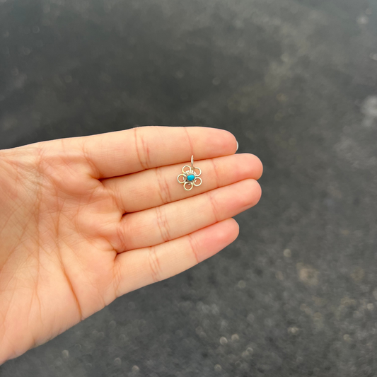 Oh My Daisy Genuine Turquoise Sterling Silver Pendant