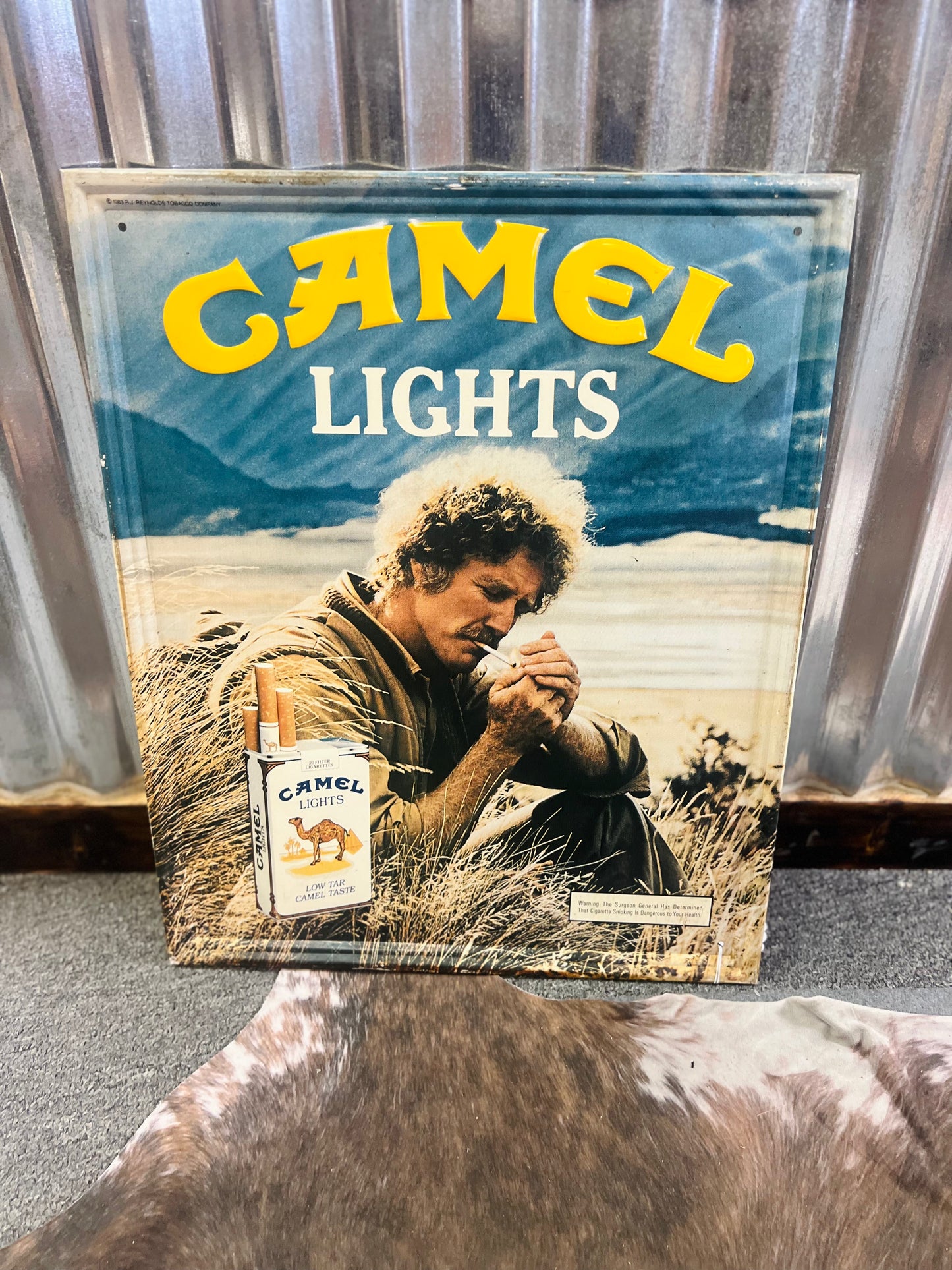Vintage Camel Lights RJ Reynolds Sign - Small dent on the bottom