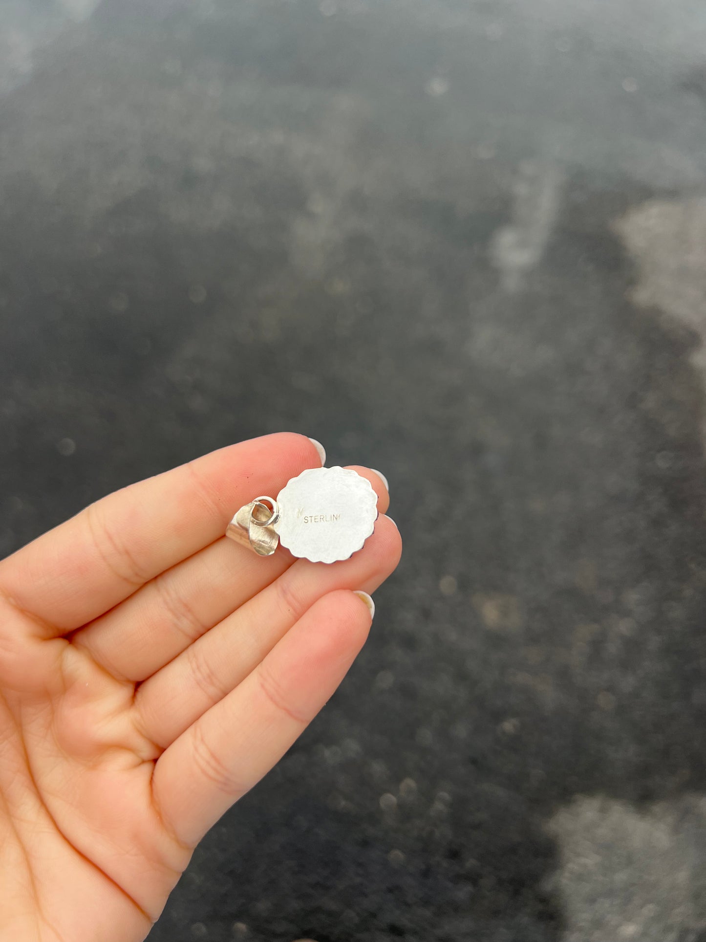 Kingman Turquoise Beaded Sterling Silver Pendant