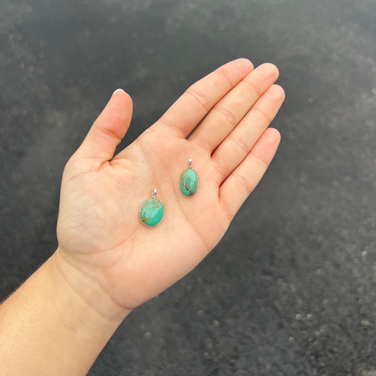 Genuine Turquoise Oval Sterling Silver Pendant