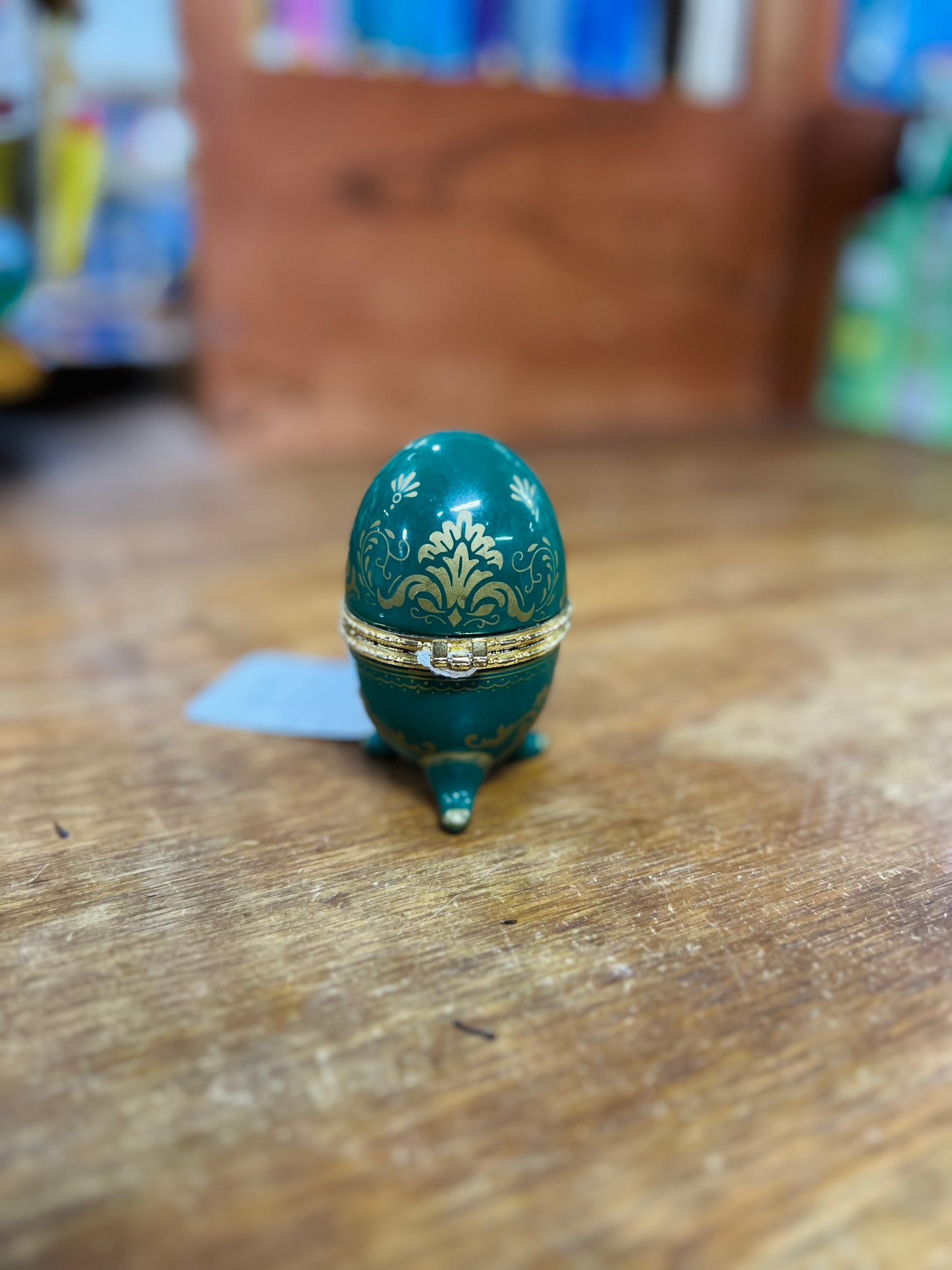 Vintage Avon Porcelain Emerald Green Clock Egg - Rare!