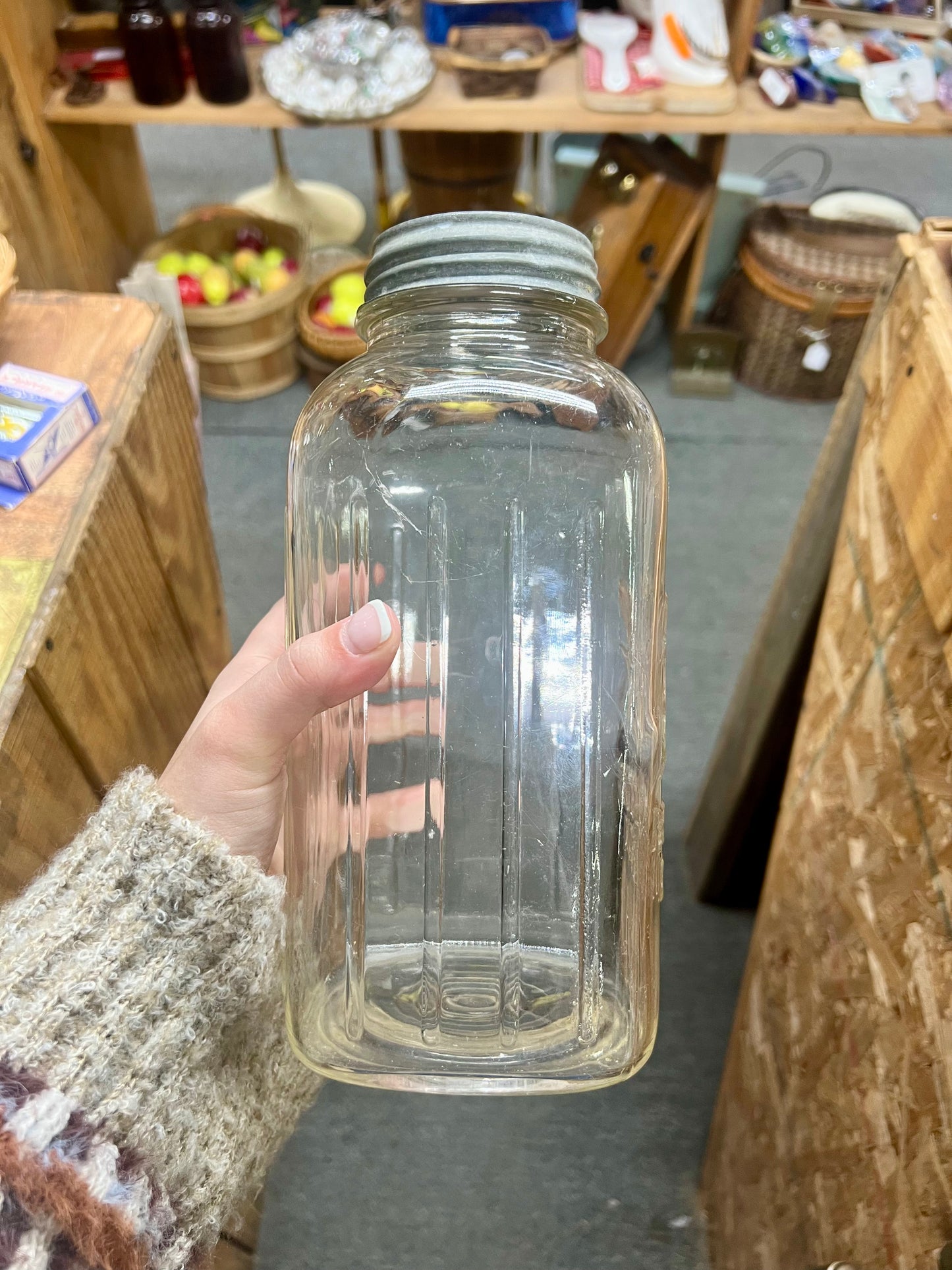 1933-1962 Square Ribbed Ball Perfect Mason Jar Half Gallon with Zinc Lid