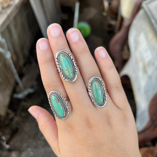 Green Kingman Turquoise Oval Statement Ring