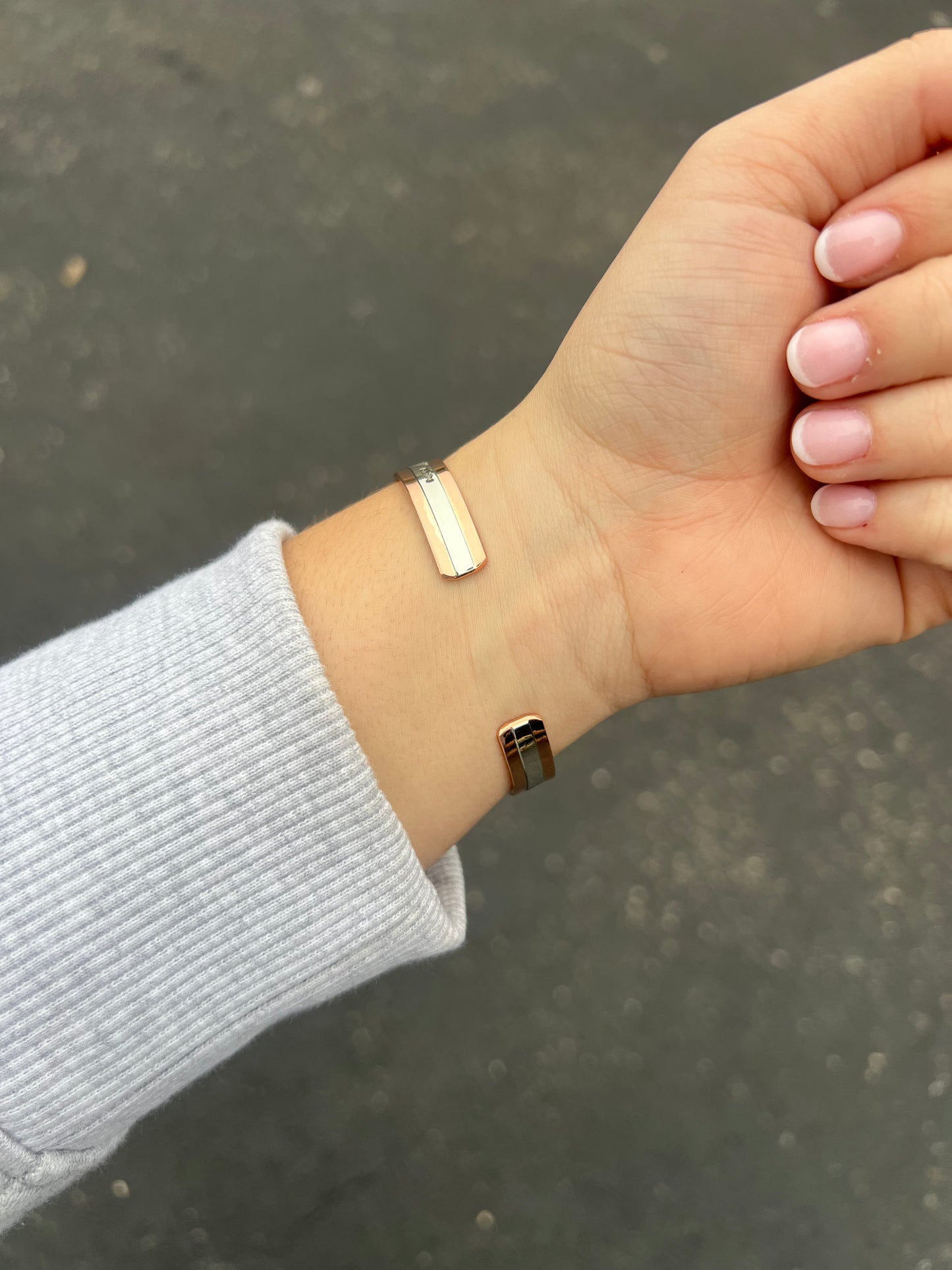 Copper and Sterling Silver Stamped Cuff (Medium)