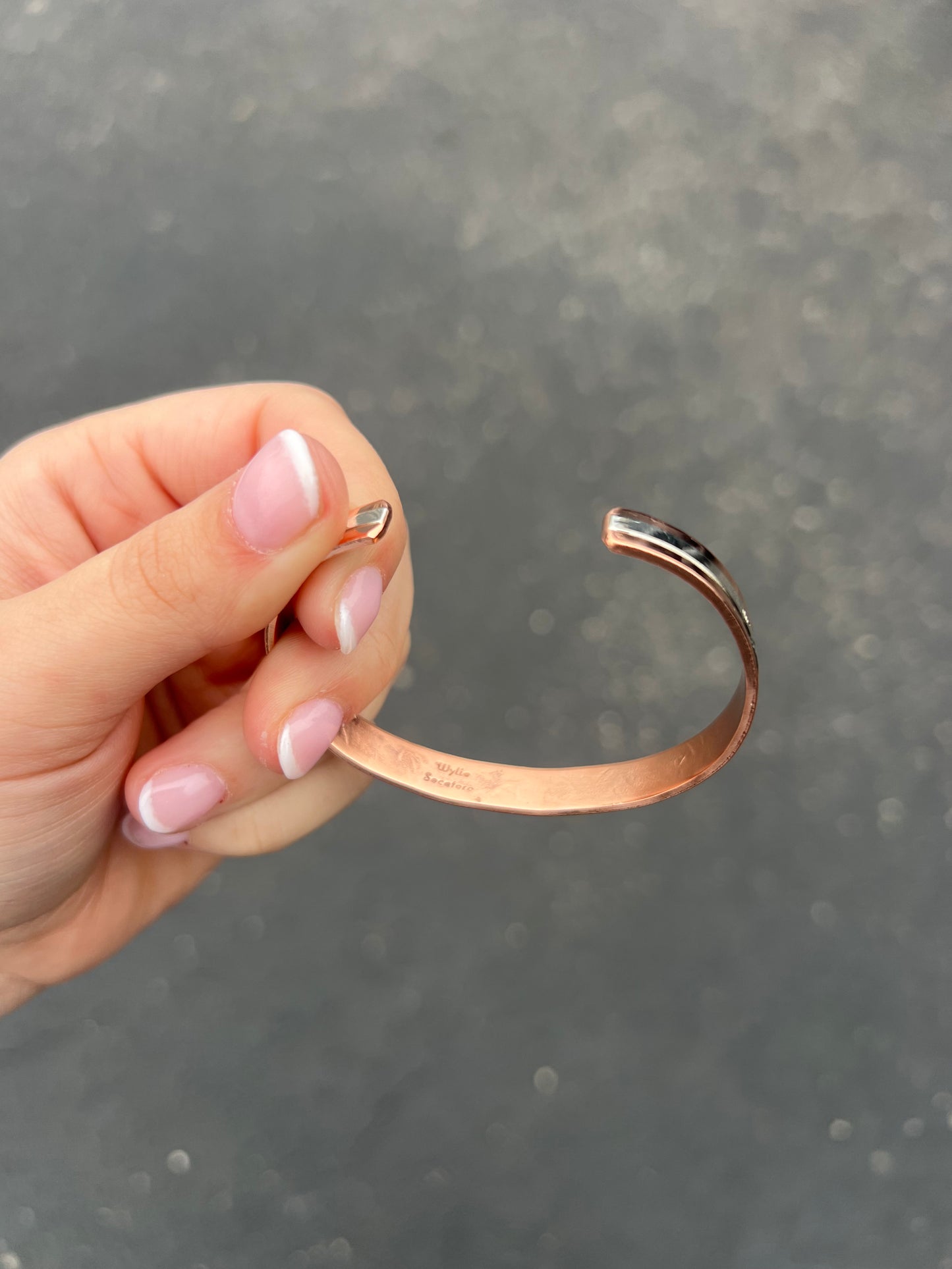 Copper and Sterling Silver Stamped Cuff (Medium)