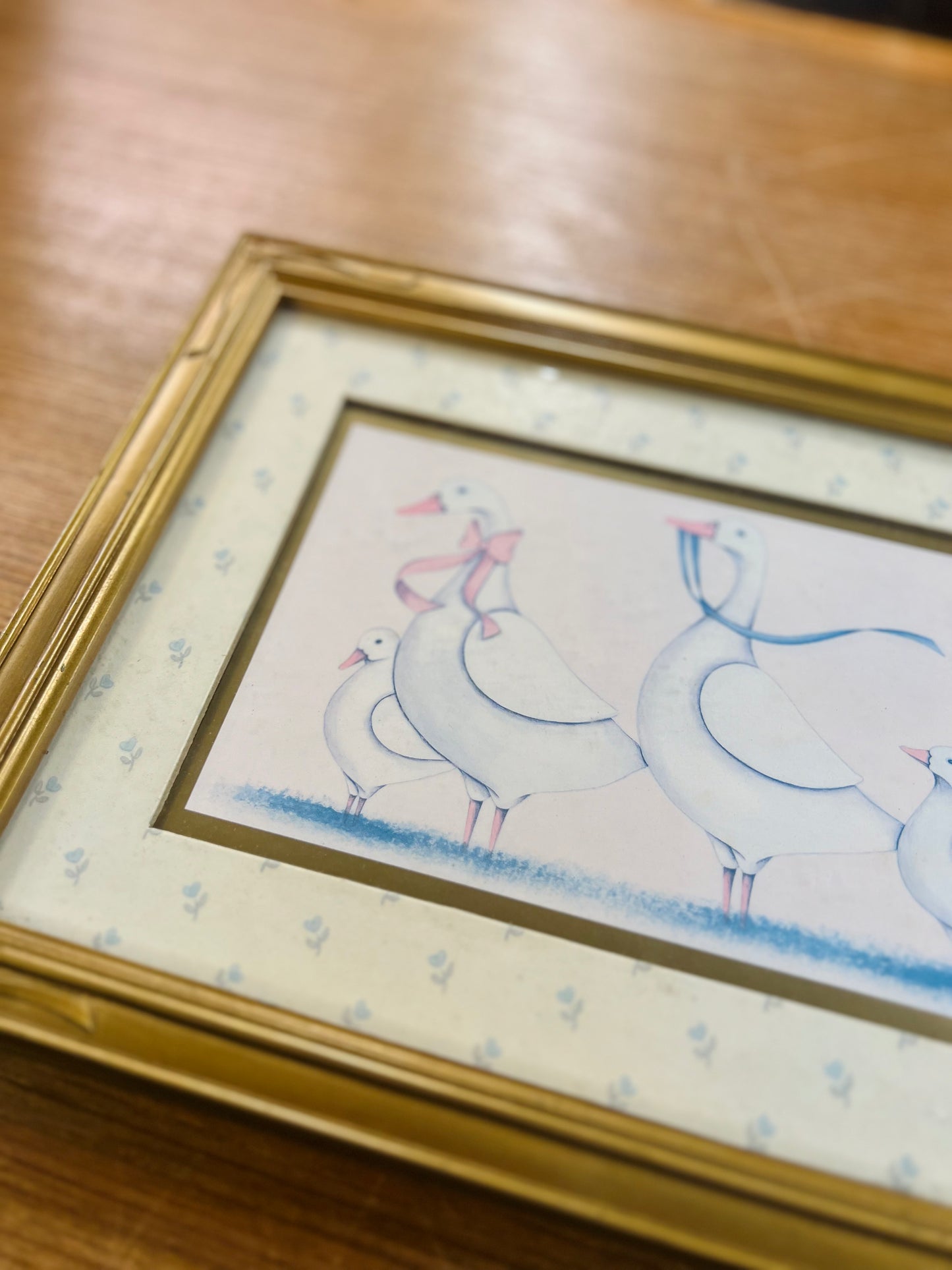 Vintage Homco Family of Geese Framed Print - Country Goose Wall Art