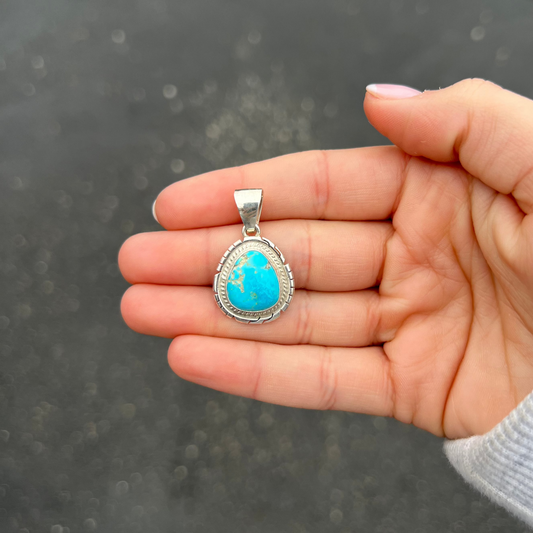 The Callie Genuine Kingman Turquoise Sterling Silver Pendant