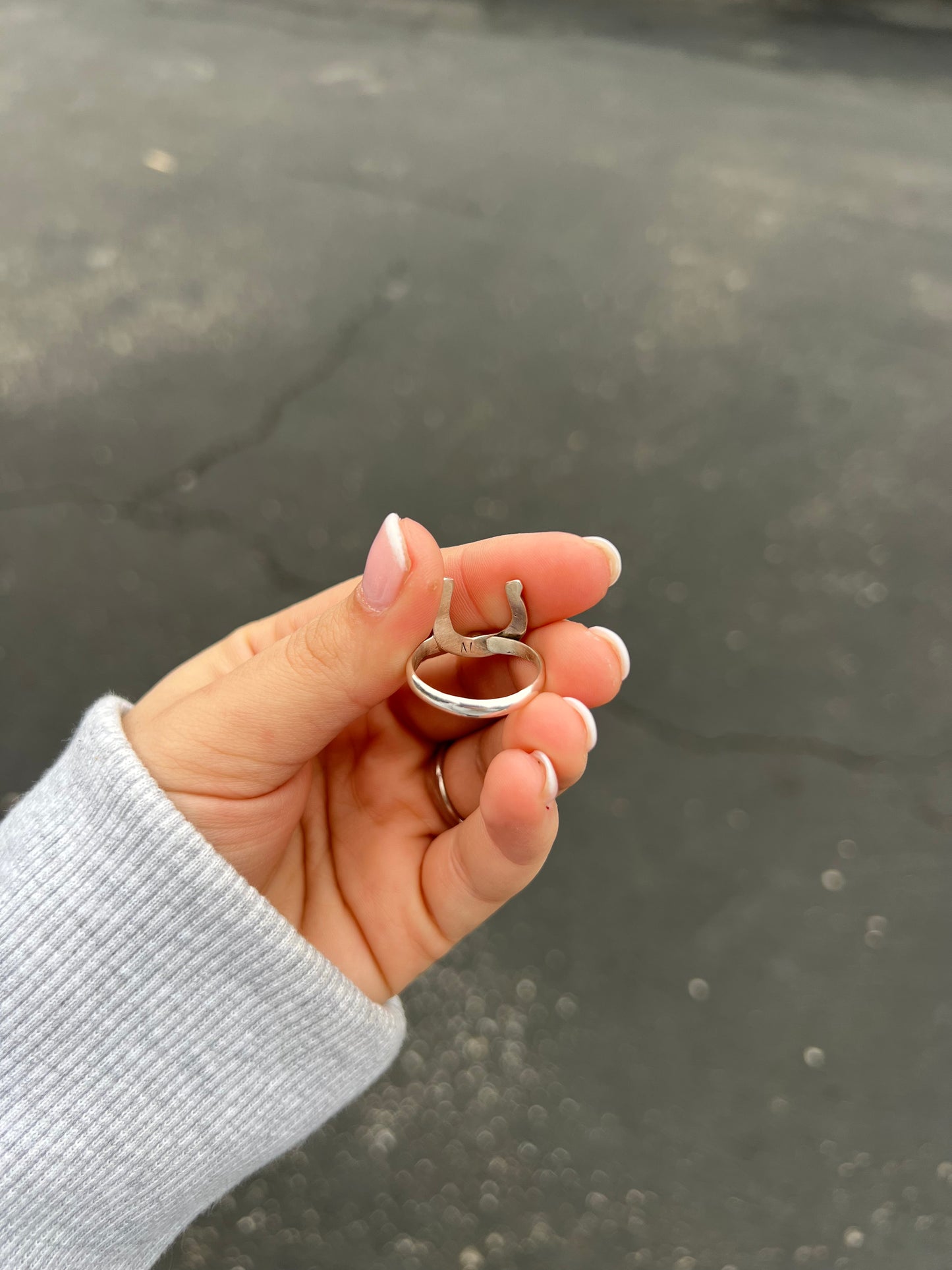 Genuine Turquoise Sterling Silver Horseshoe Ring