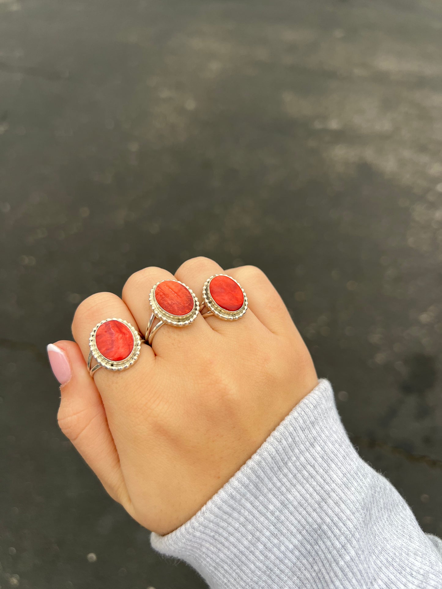 Genuine Spiny Oyster Sterling Silver Ring