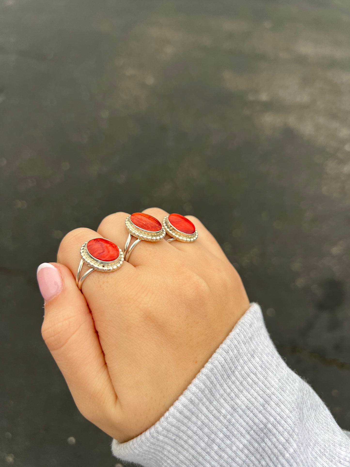 Genuine Spiny Oyster Sterling Silver Ring