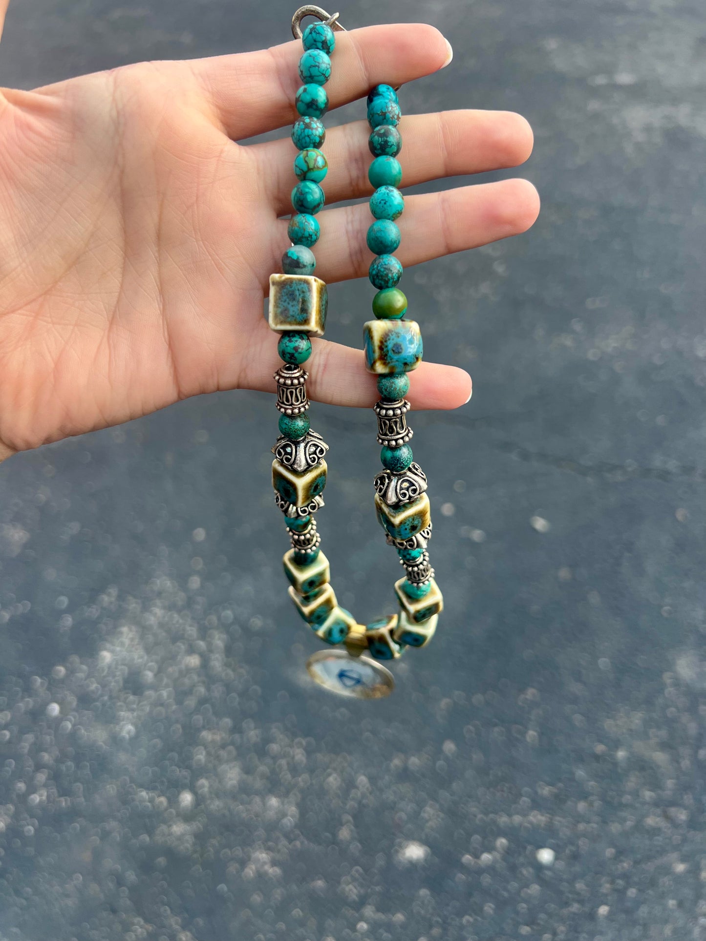 Vintage Sterling Silver Horse Turquoise Necklace