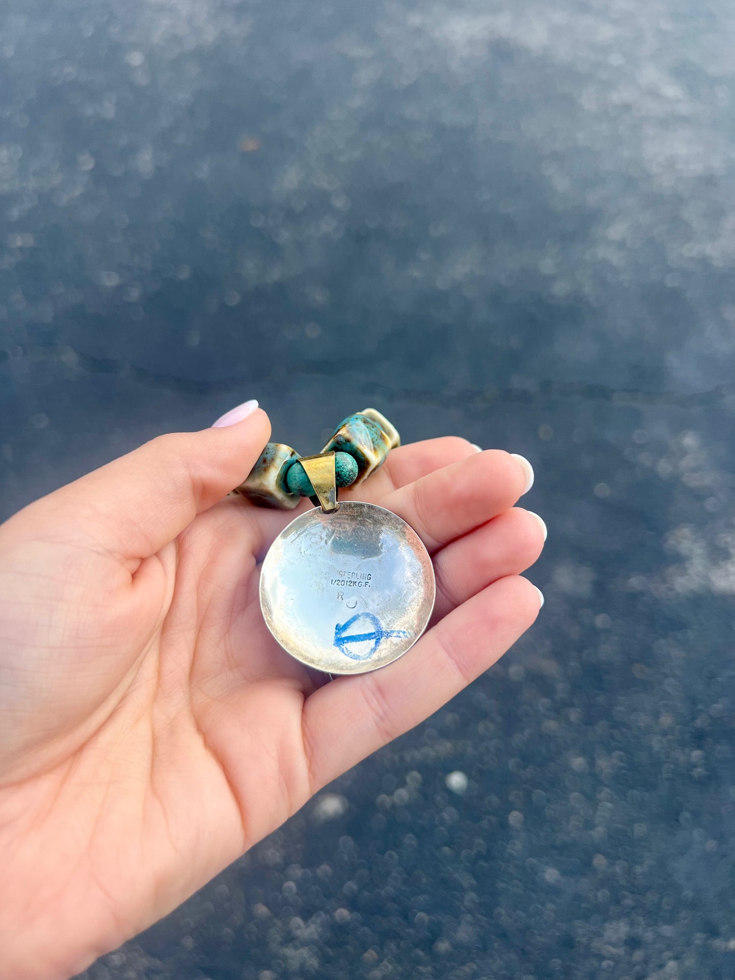 Vintage Sterling Silver Horse Turquoise Necklace