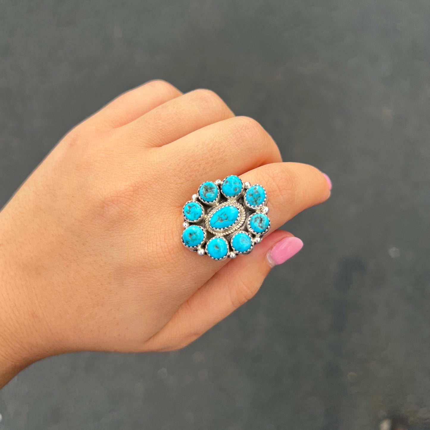 Sleeping Beauty Turquoise Cluster Ring