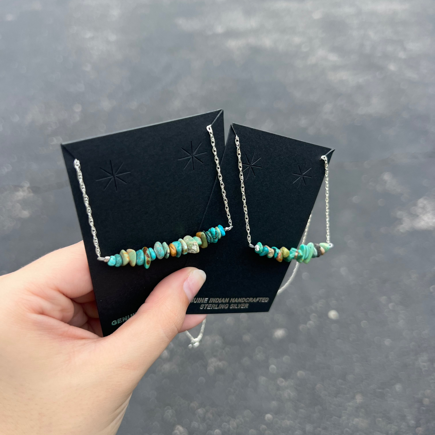 Genuine Turquoise Nugget and Sterling Silver Necklace