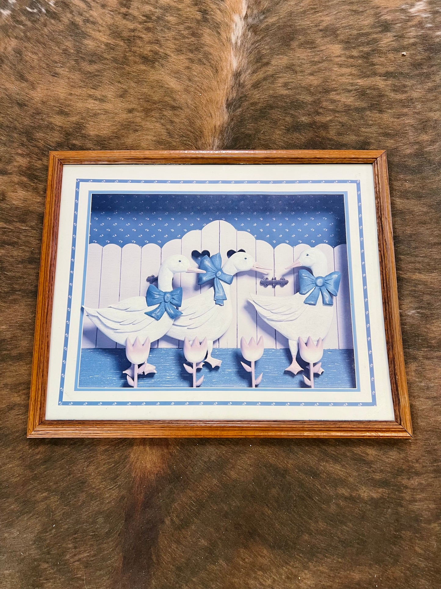 Vintage Wooden Framed Goose Print