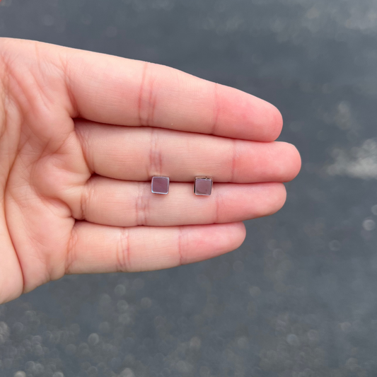 Genuine Pink Shell Square Studs