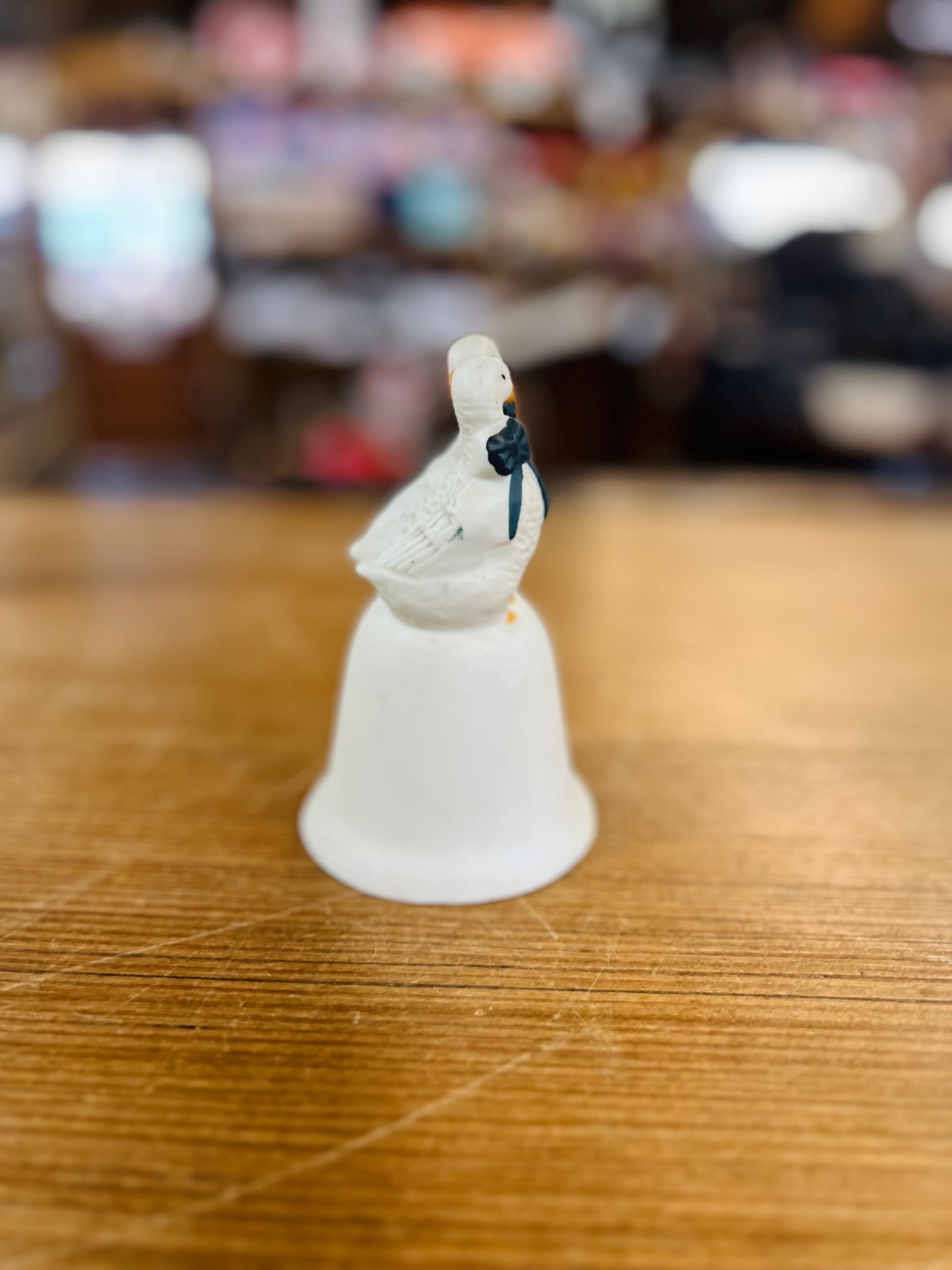 Vintage Geese with Blue Bow Ceramic Bell
