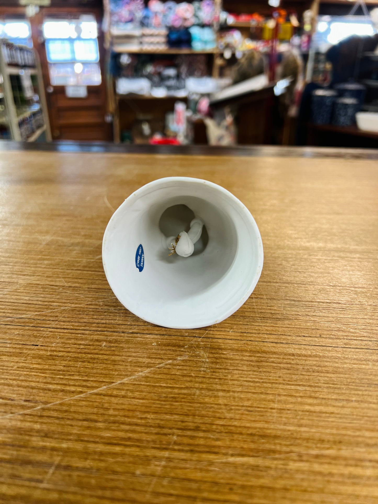 Vintage Geese with Blue Bow Ceramic Bell