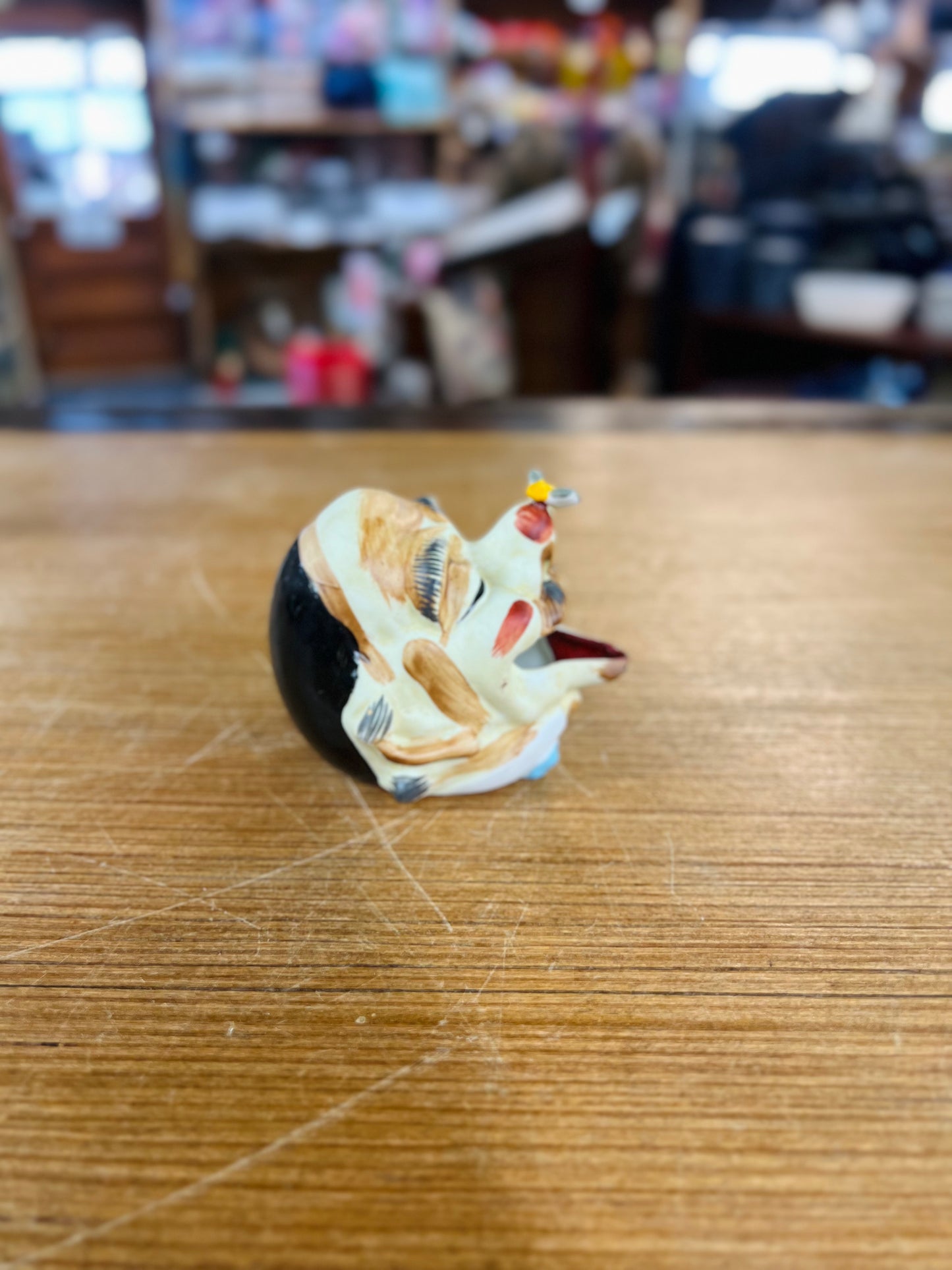 Vintage Smoking Head Novelty Ashtray - Bee on Nose - Clown Hobo