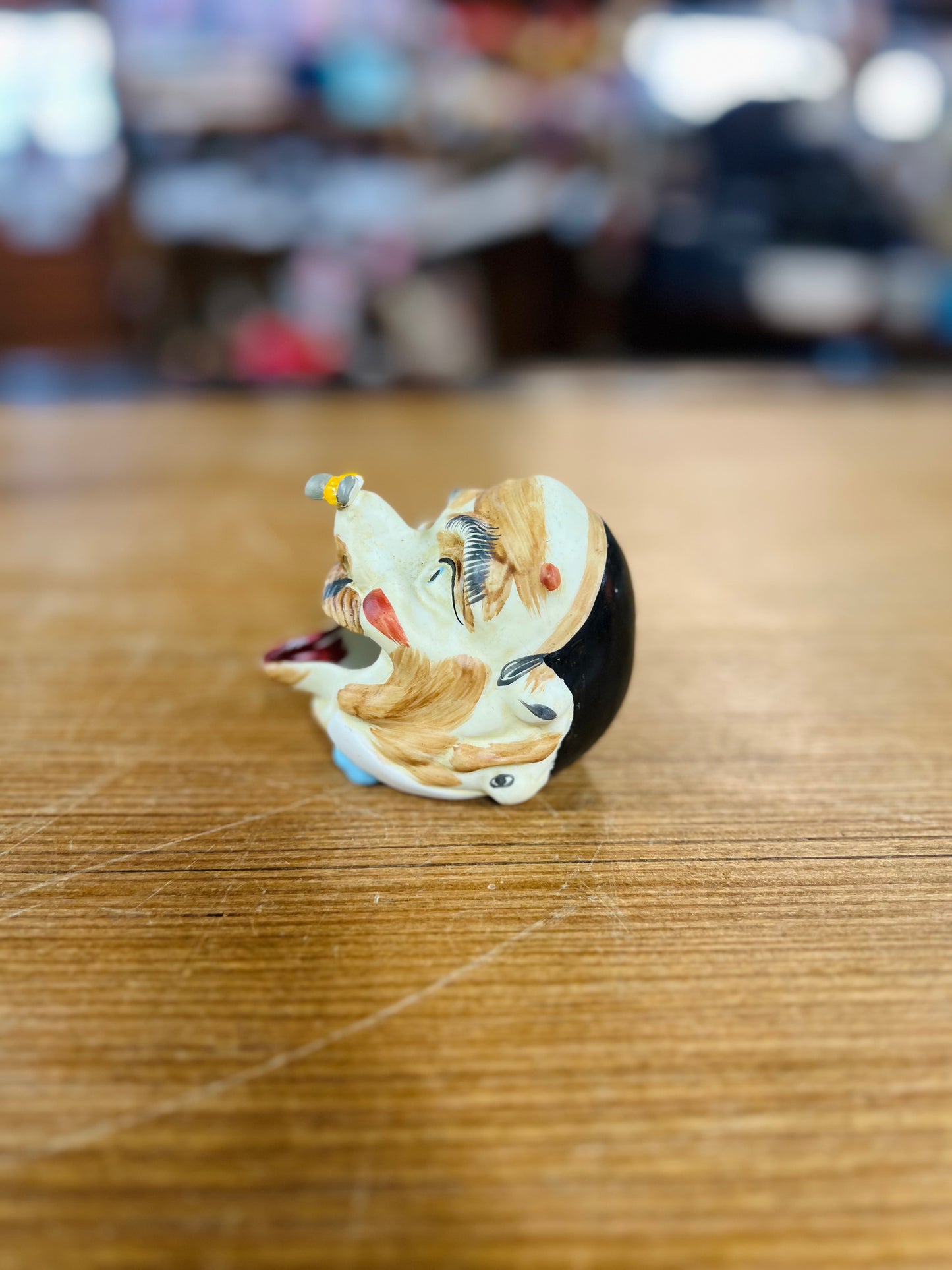 Vintage Smoking Head Novelty Ashtray - Bee on Nose - Clown Hobo