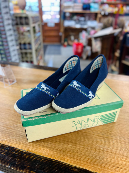 Vintage Banner House Navy Unicorn Slip on Shoes - Size 7.5