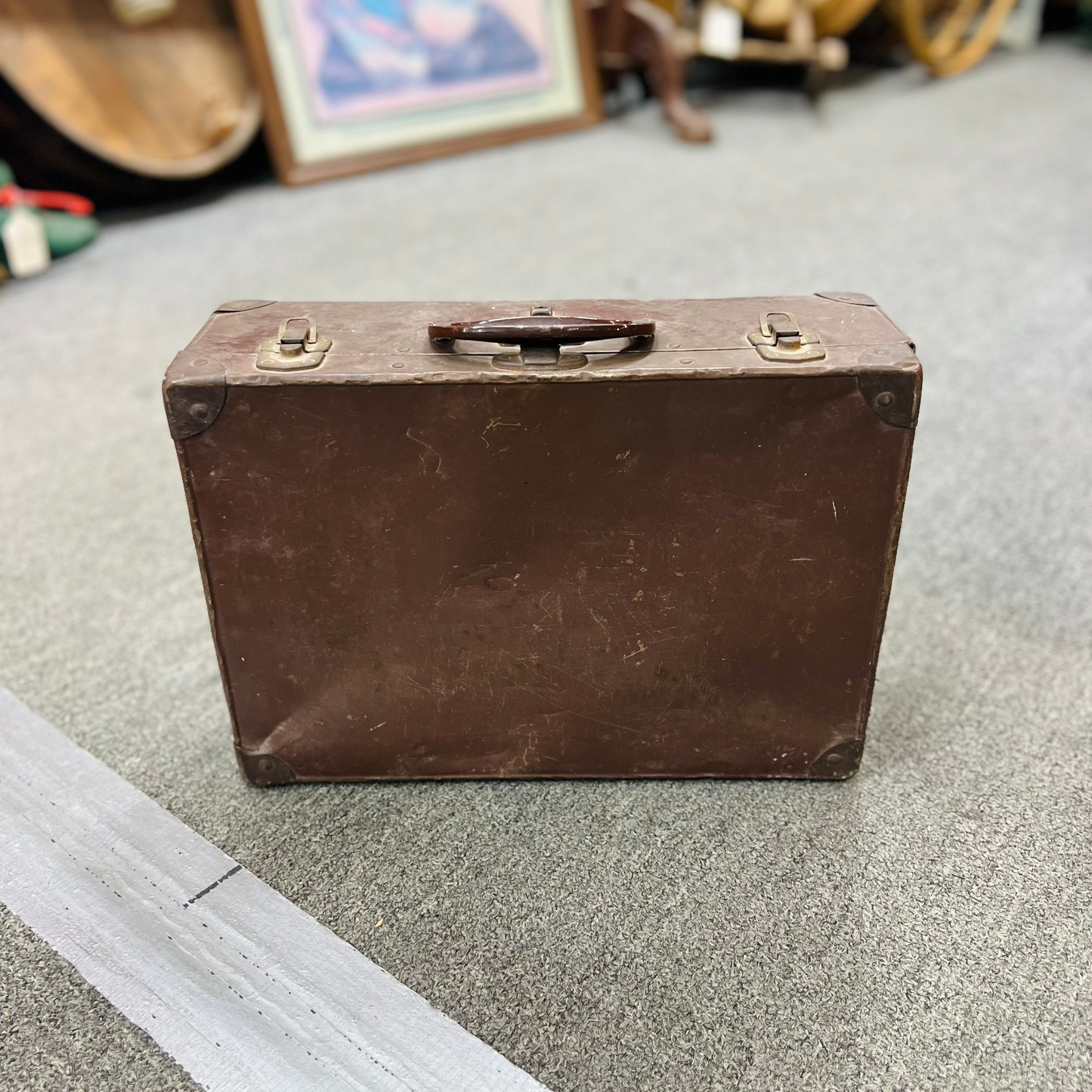 Vintage Metal Brown Suitcase Briefcase