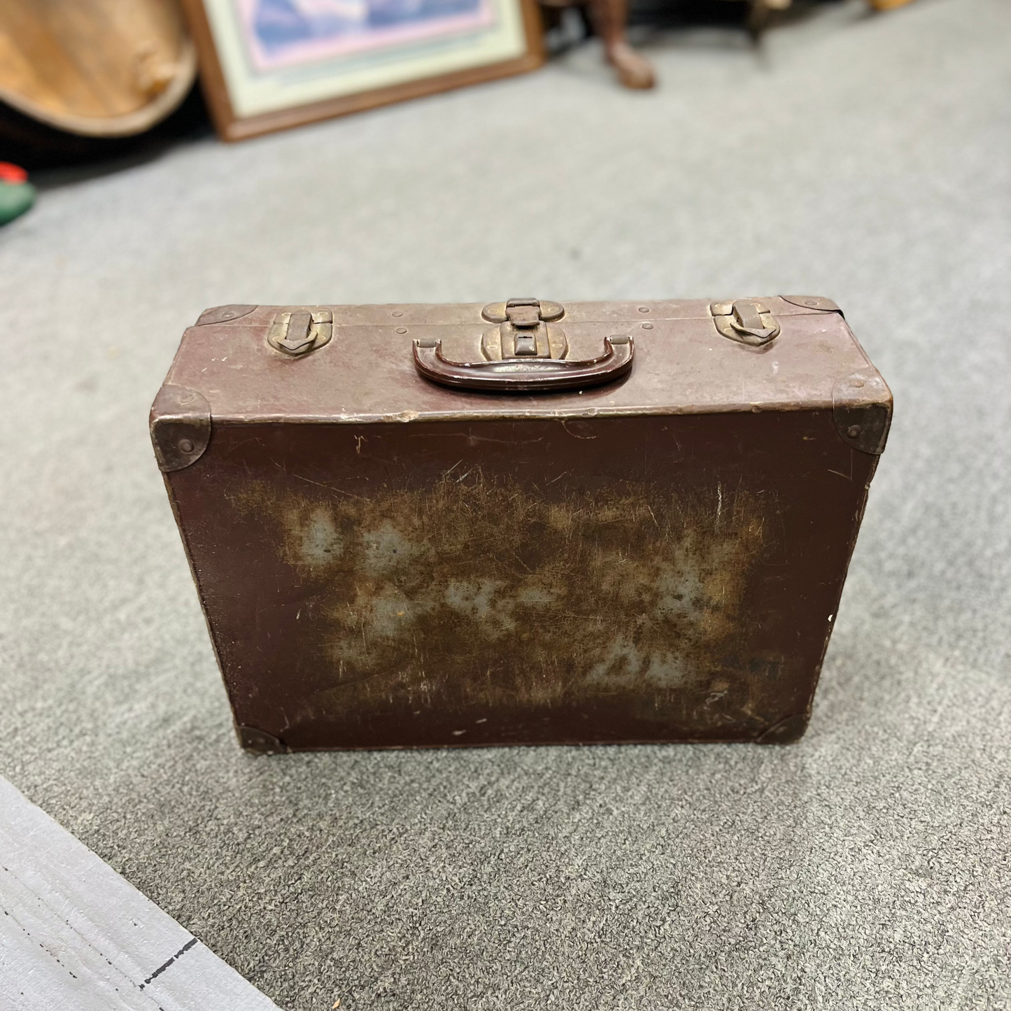 Vintage Metal Brown Suitcase Briefcase