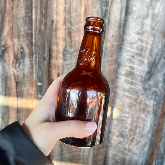 Vintage Old 1909-1914 era 7up Raised Letters Brown Amber Glass Bottle - Nashville, TN