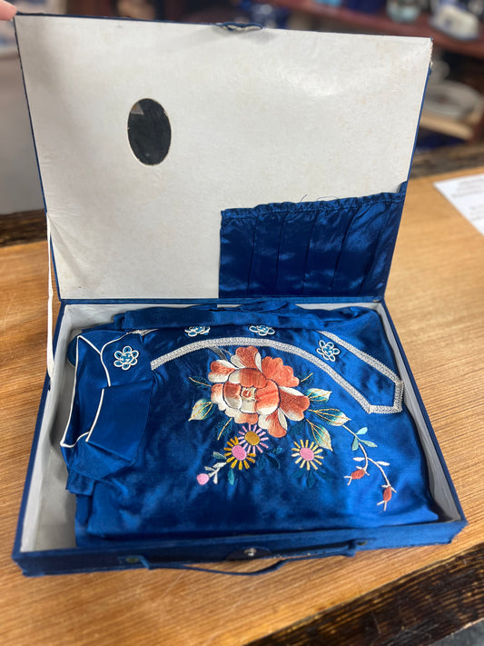 Vintage Japanese Souvenir Pajama Set in Box with Slippers