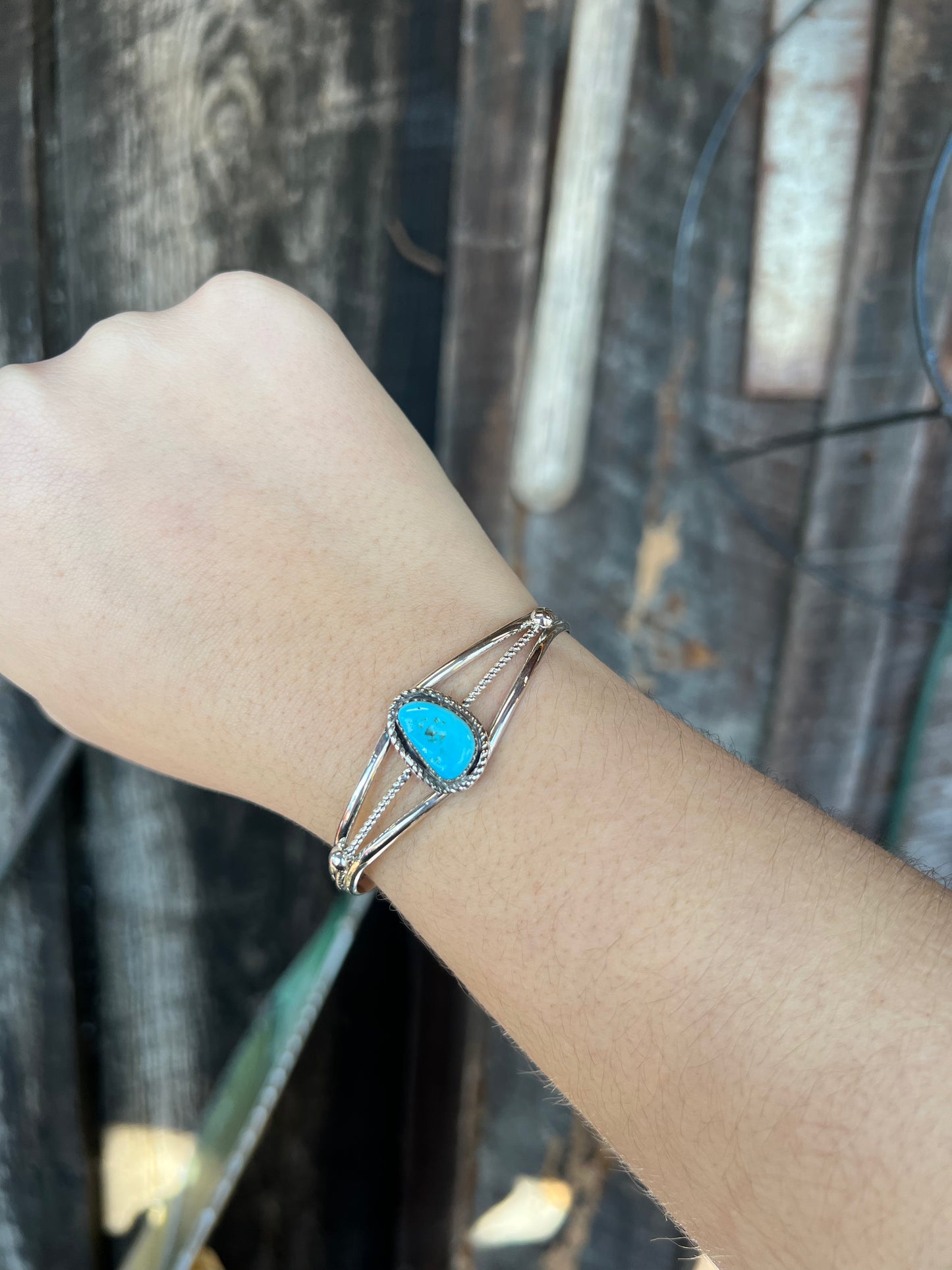 Turquoise Twist Bracelet with Sleeping Beauty Stone